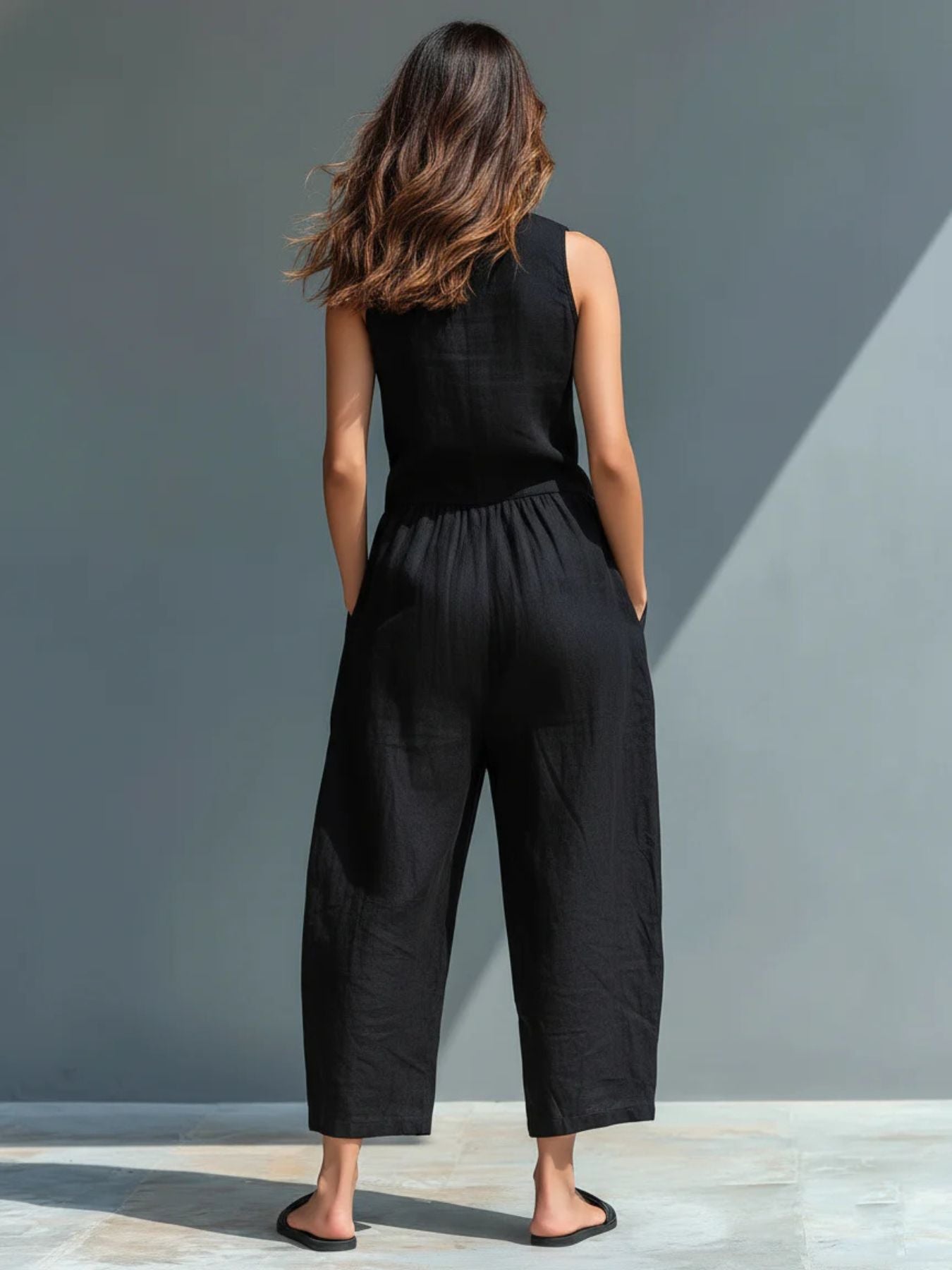Ermelinda Button-Up Linen Jumpsuit