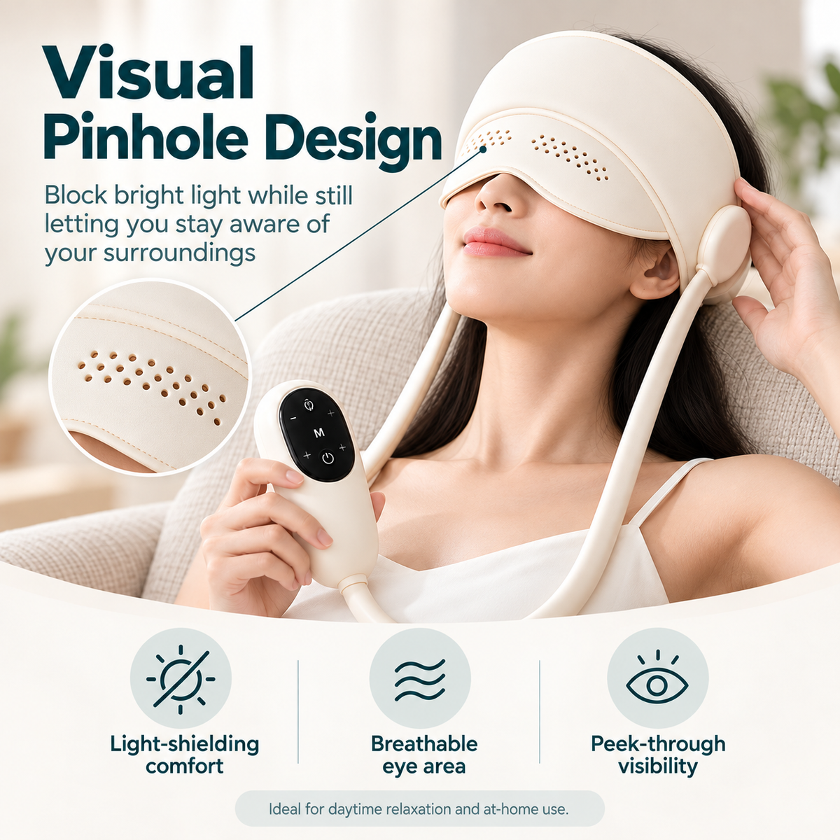 Electric Head & Eye Massager with Heat – 6-Zone Air Compression Head Massage Helmet