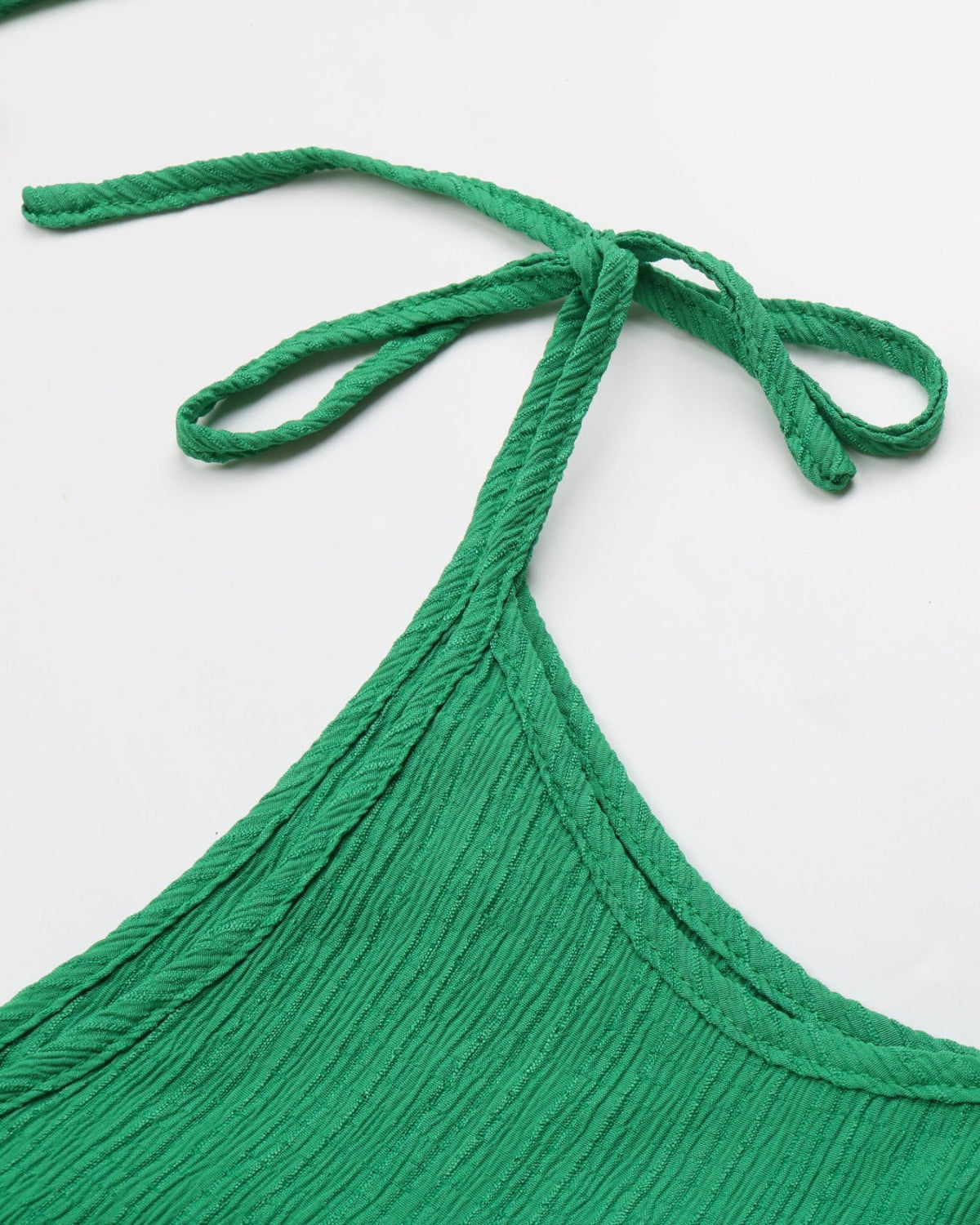 Green Tie Strap V-Neck Tiered Maxi Summer Dress