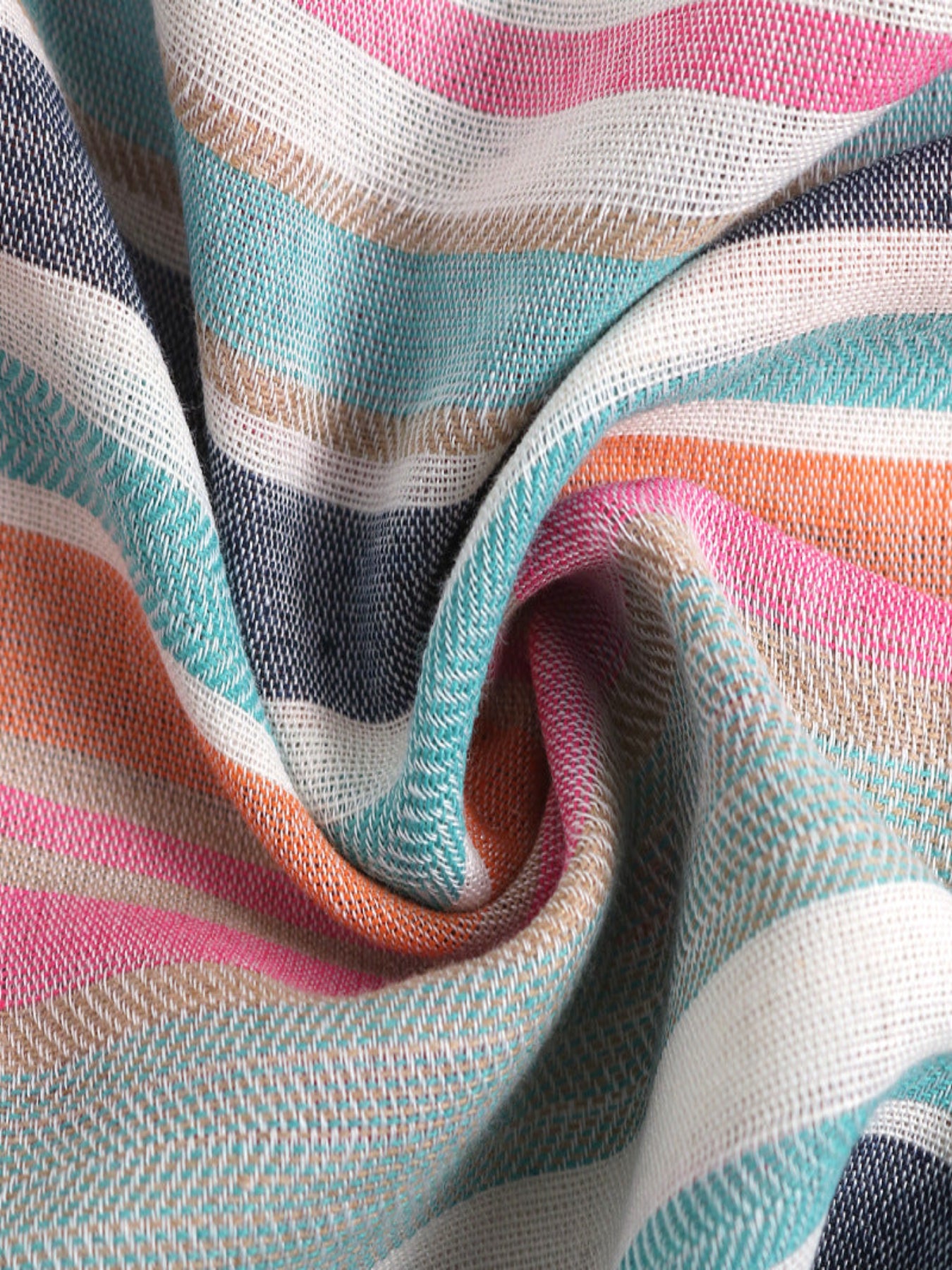 Multicolour Stripe Linen Blend Smocked Tiered Maxi Summer Dress