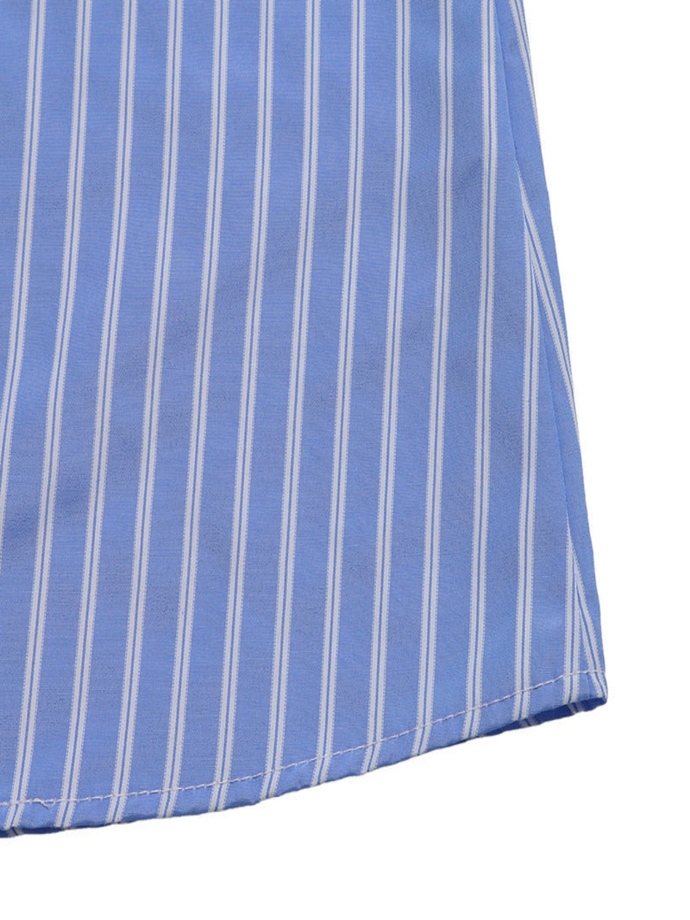 Blue Stripe Bow Tie Puff Sleeve Scoop Neck Mini Summer Dress