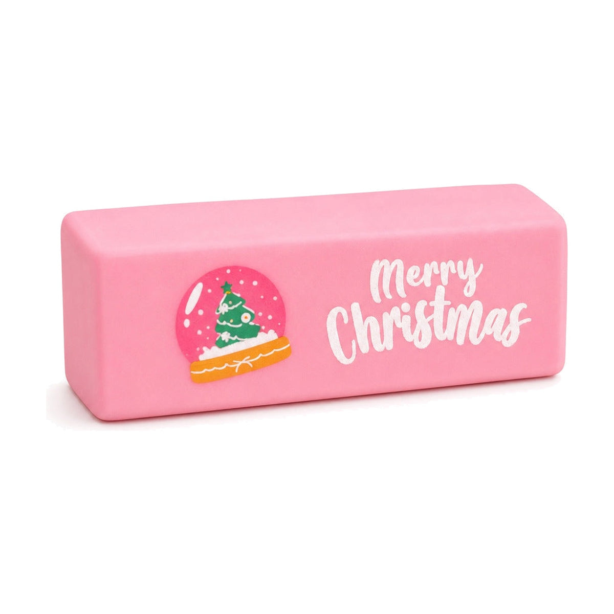 Pink squishy butter stick toy with snow globe print