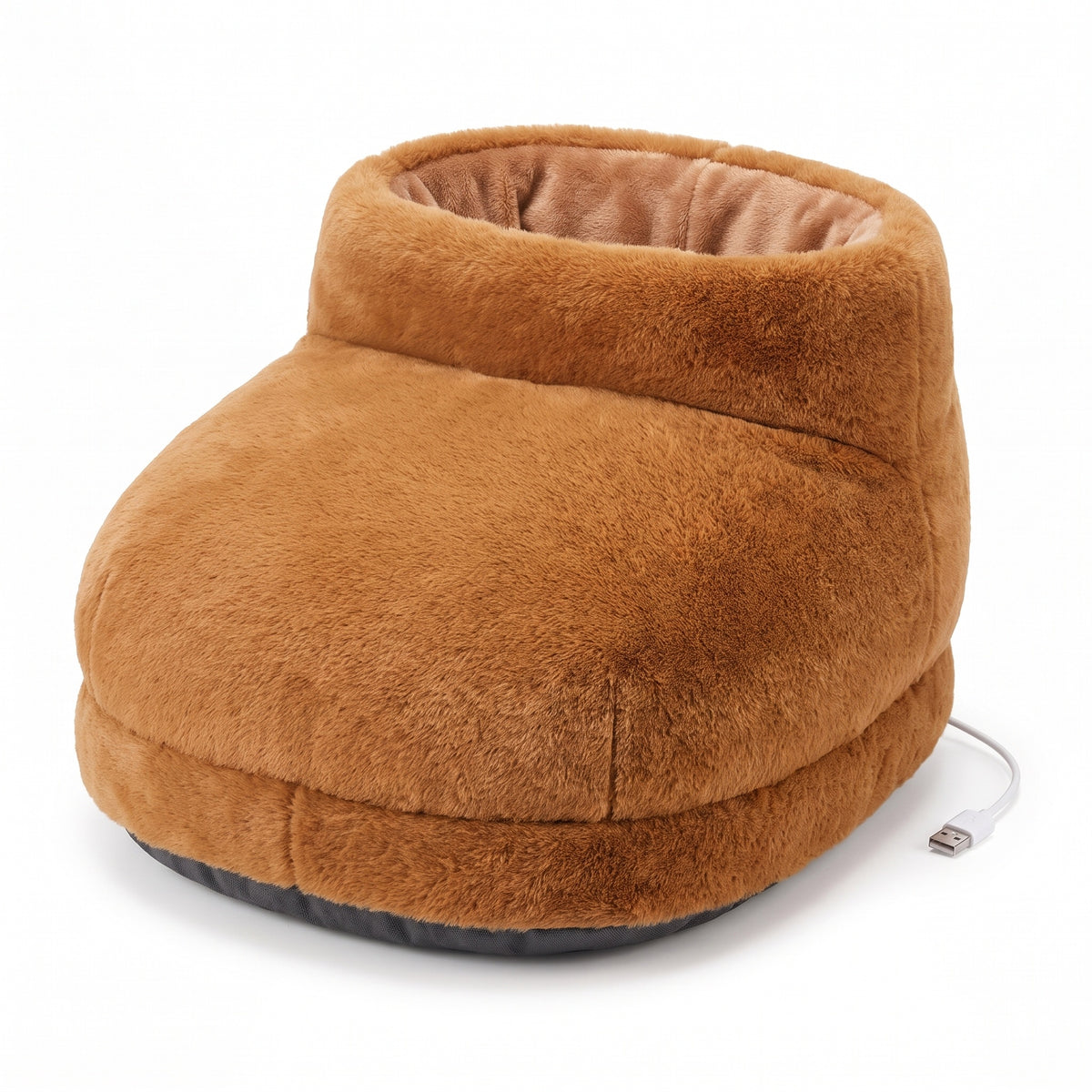 Caramel brown plush USB heated foot warmer