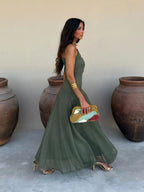 Olimpia Draped Chiffon Maxi Dress