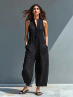 Ermelinda Button-Up Linen Jumpsuit