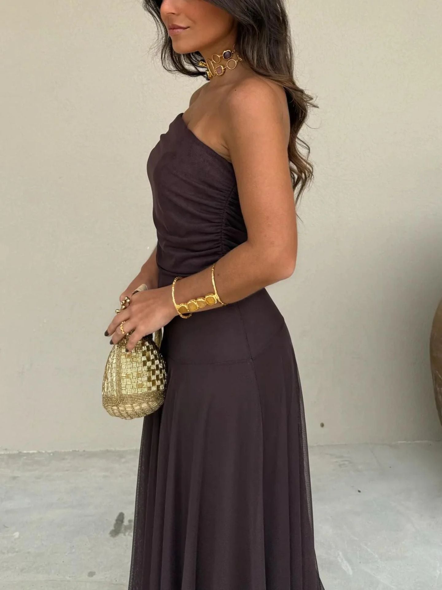 Olimpia Draped Chiffon Maxi Dress