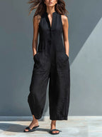 Ermelinda Button-Up Linen Jumpsuit