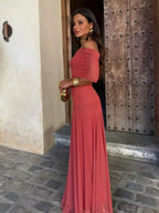 Olimpia Draped Chiffon Maxi Dress