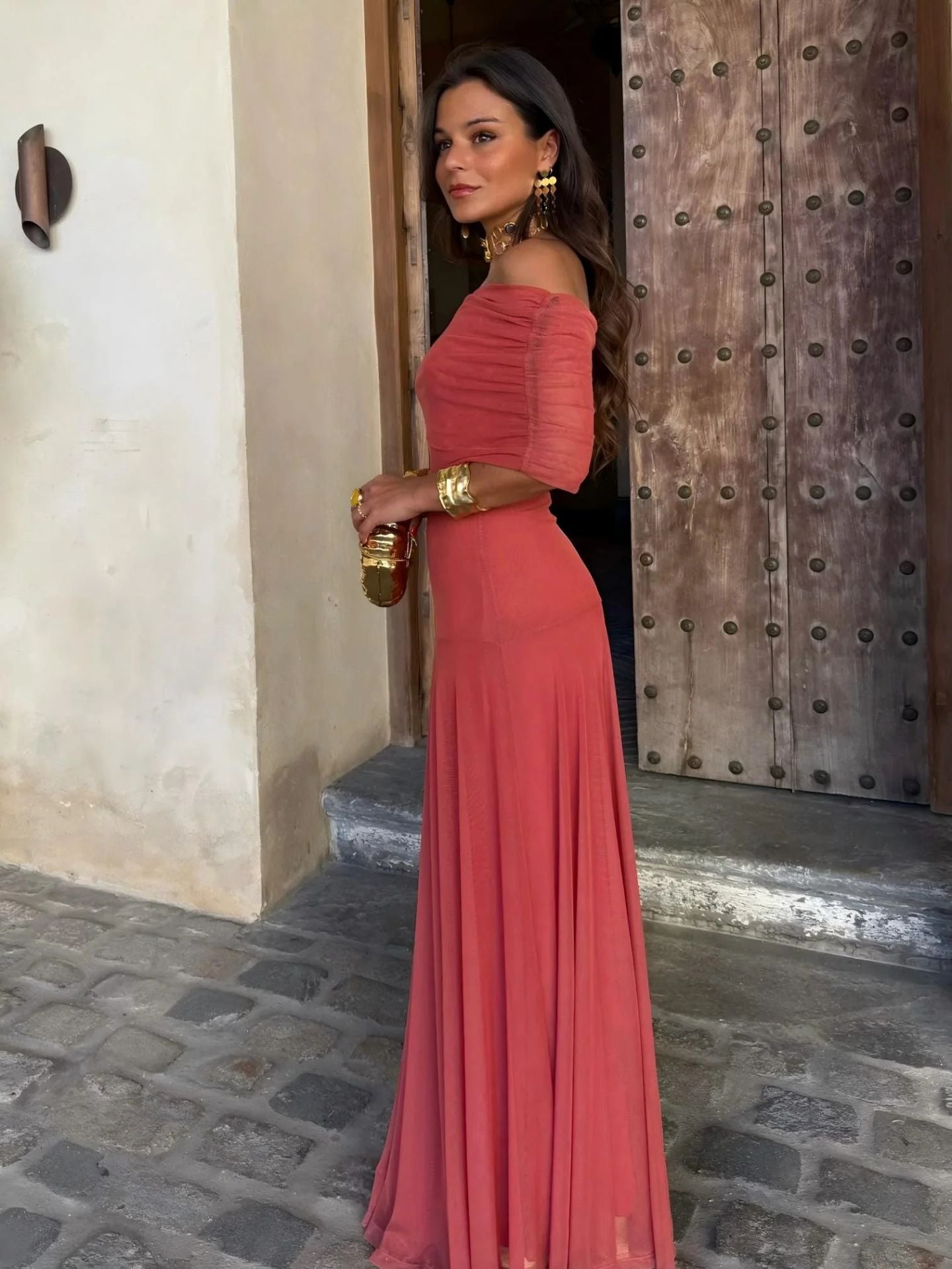 Olimpia Draped Chiffon Maxi Dress