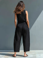 Ermelinda Button-Up Linen Jumpsuit