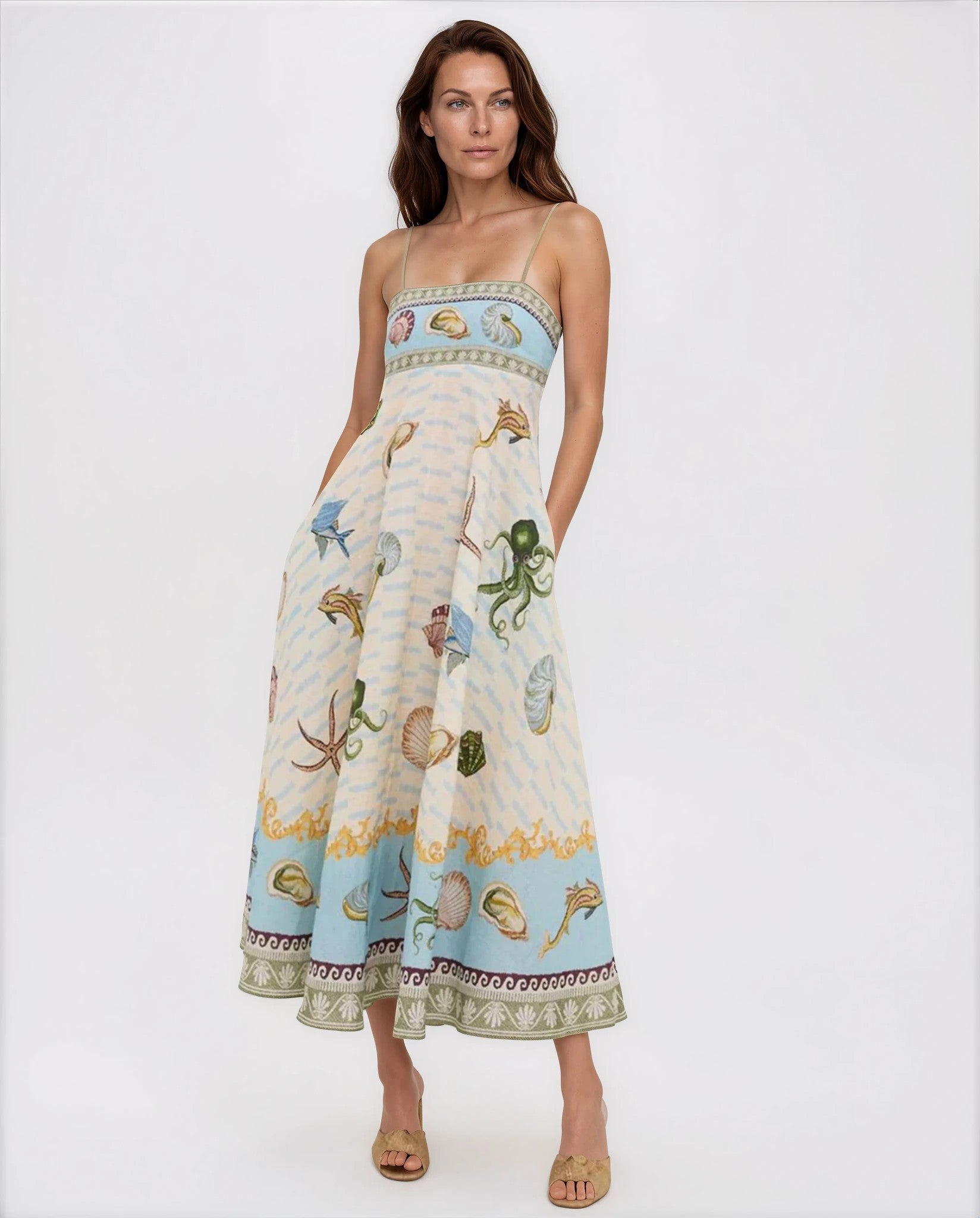 Celeste Women’s Summer Midi Dress in Blue