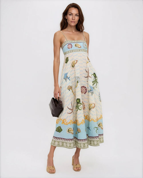 Celeste Women’s Summer Midi Dress in Blue