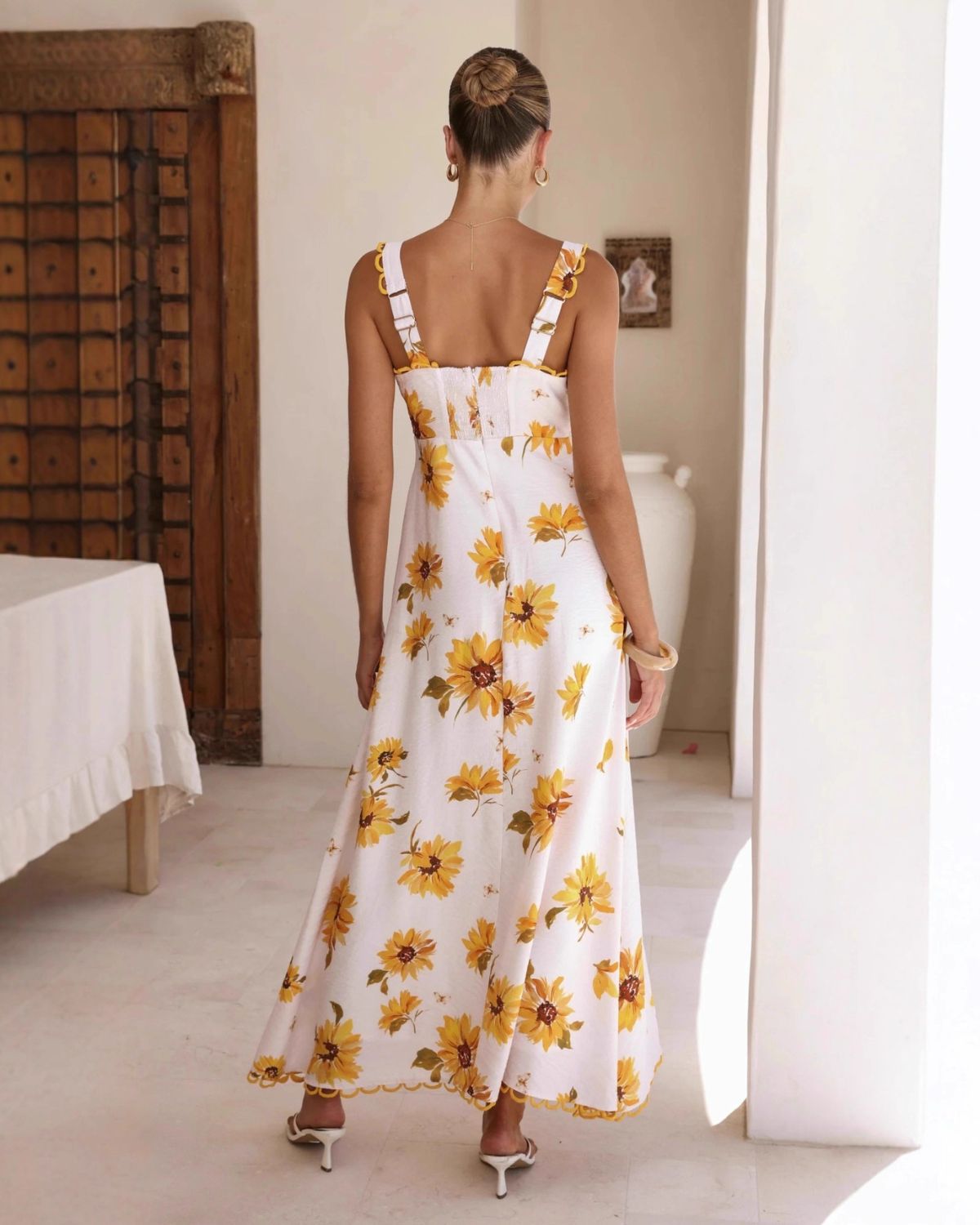 Fiorella Square Neck Linen Maxi Dress