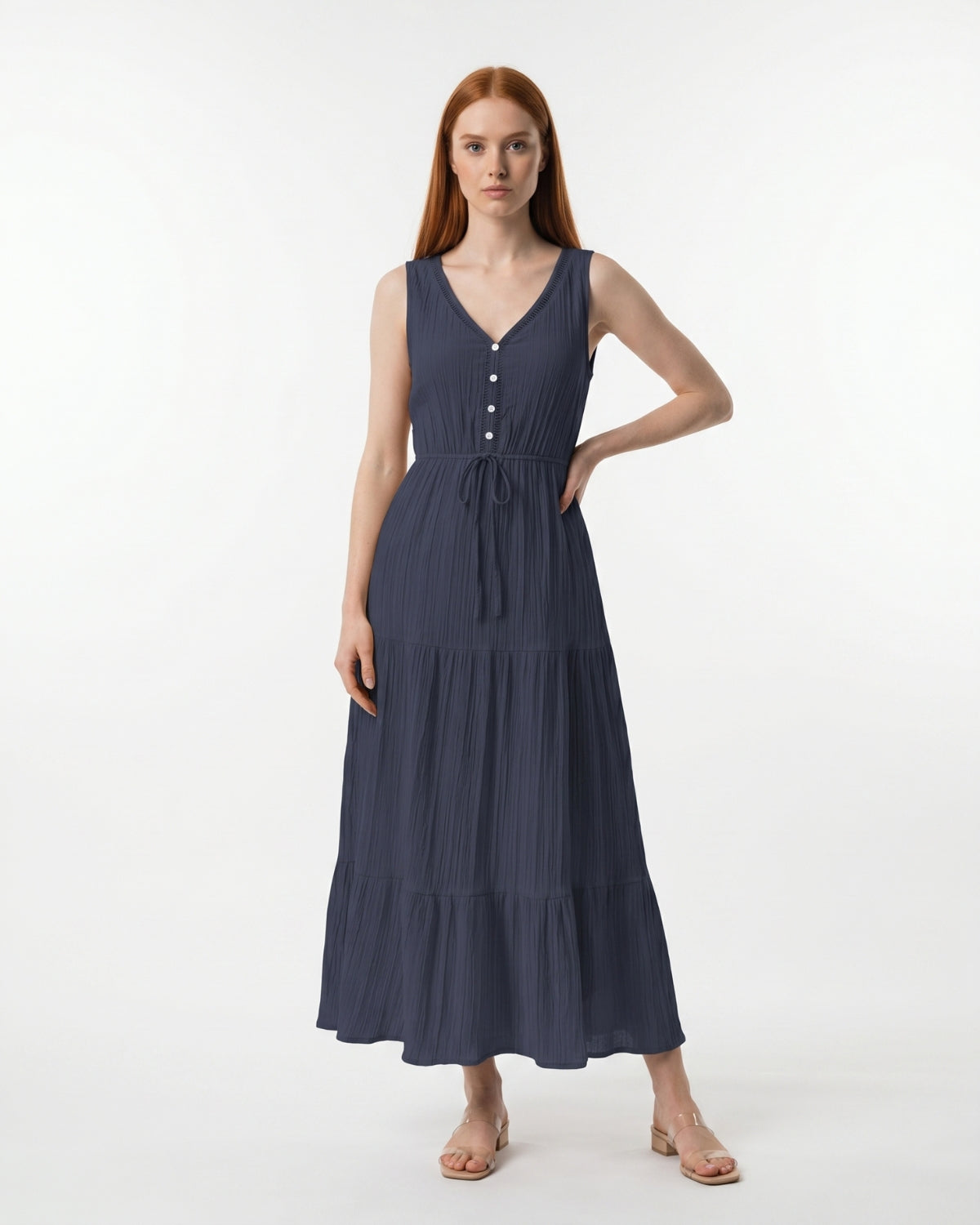 Livia Midi Dress - Navy Blue