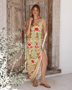 Tilde Pineapple Linen Maxi Dress