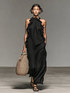 Ebe Ruffle Linen Maxi Dress