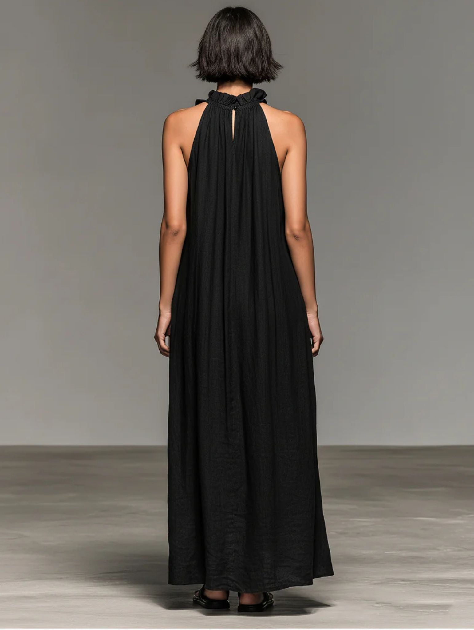 Ebe Ruffle Linen Maxi Dress