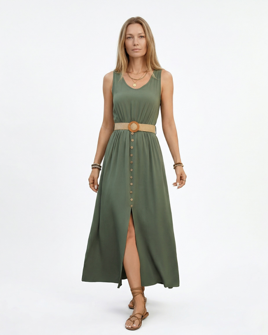 Salvia Women’s Summer Maxi Dress in Green