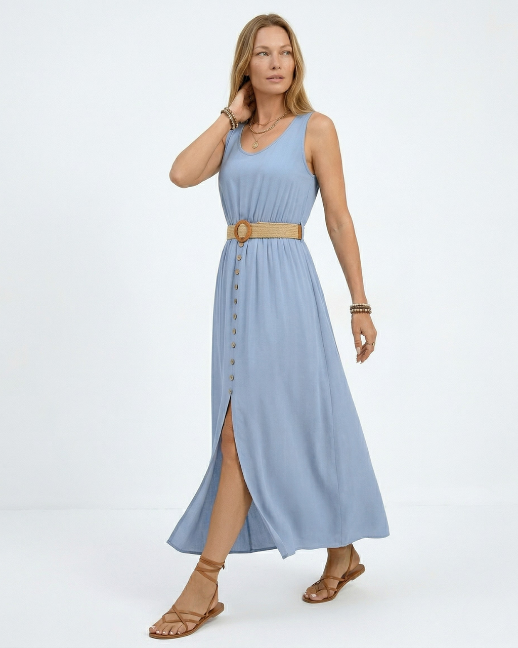 Silvana Maxi Dress - Dusty Blue