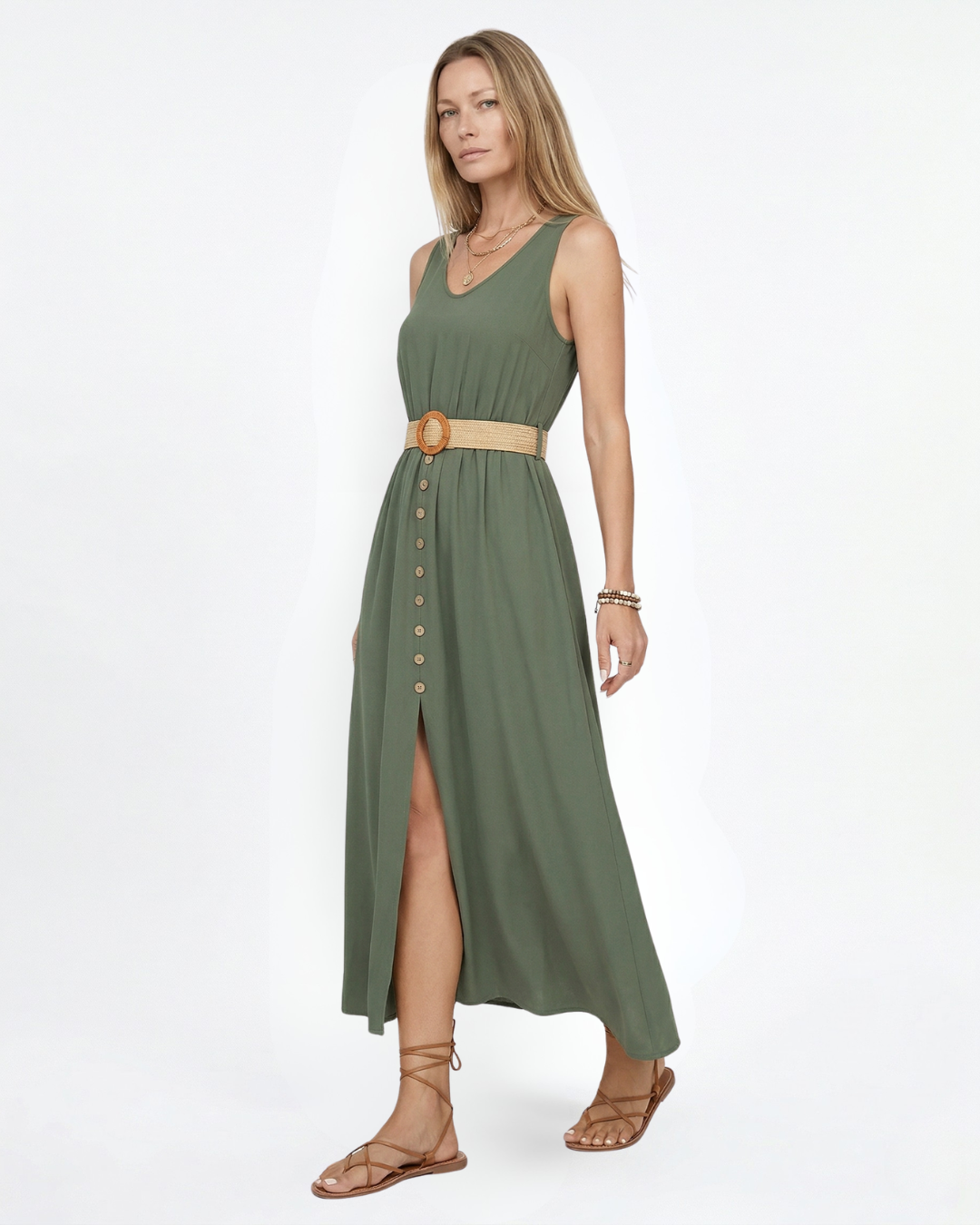 Salvia Women’s Summer Maxi Dress in Green