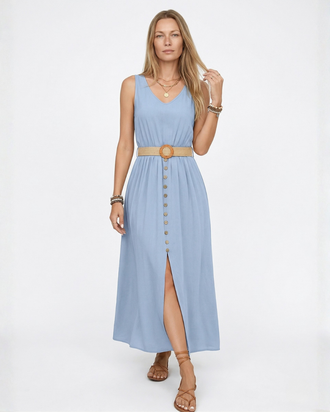 Silvana Maxi Dress - Dusty Blue