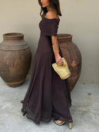 Olimpia Draped Chiffon Maxi Dress