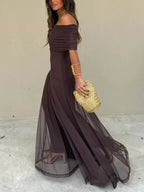Olimpia Draped Chiffon Maxi Dress