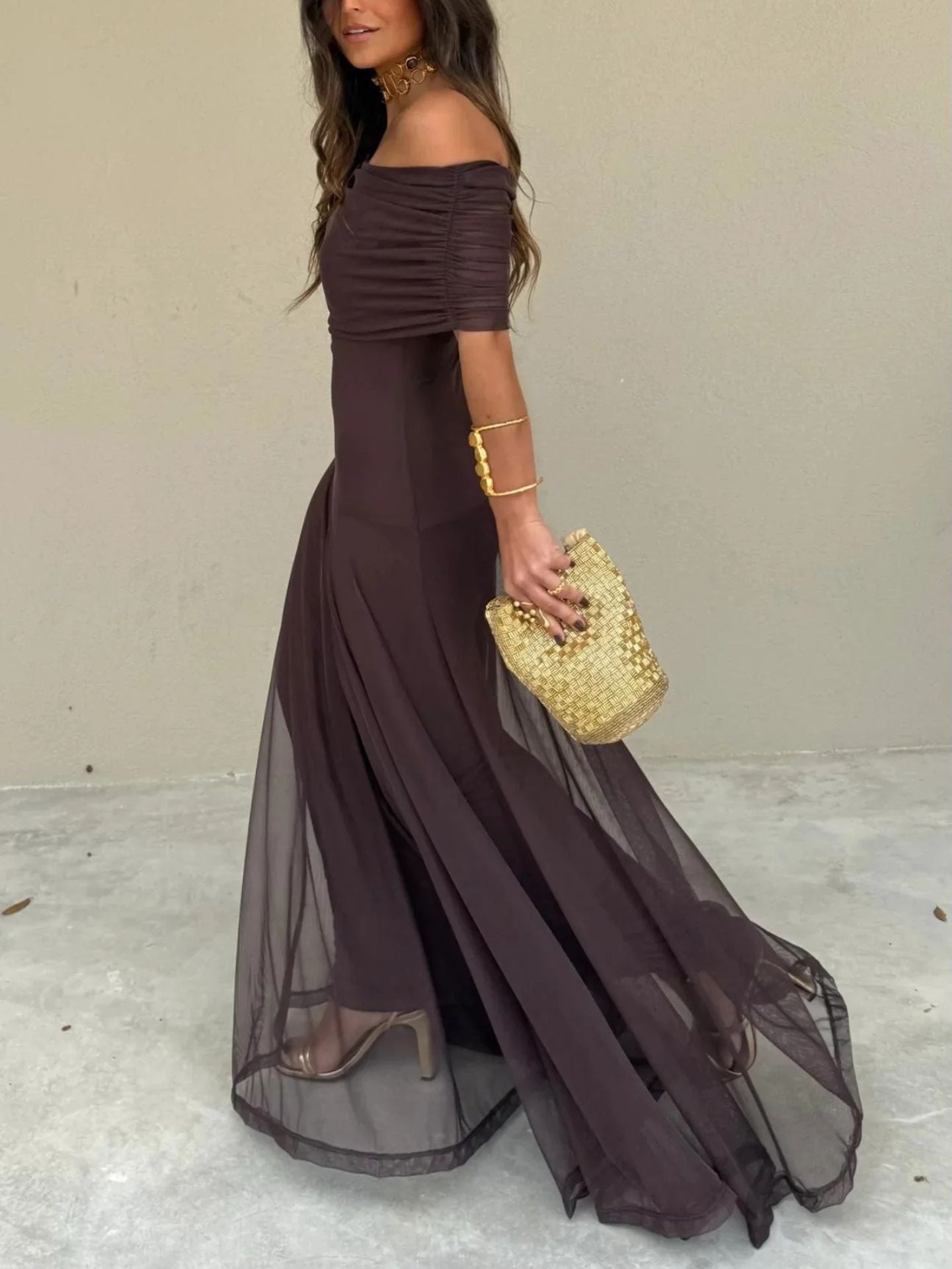 Olimpia Draped Chiffon Maxi Dress