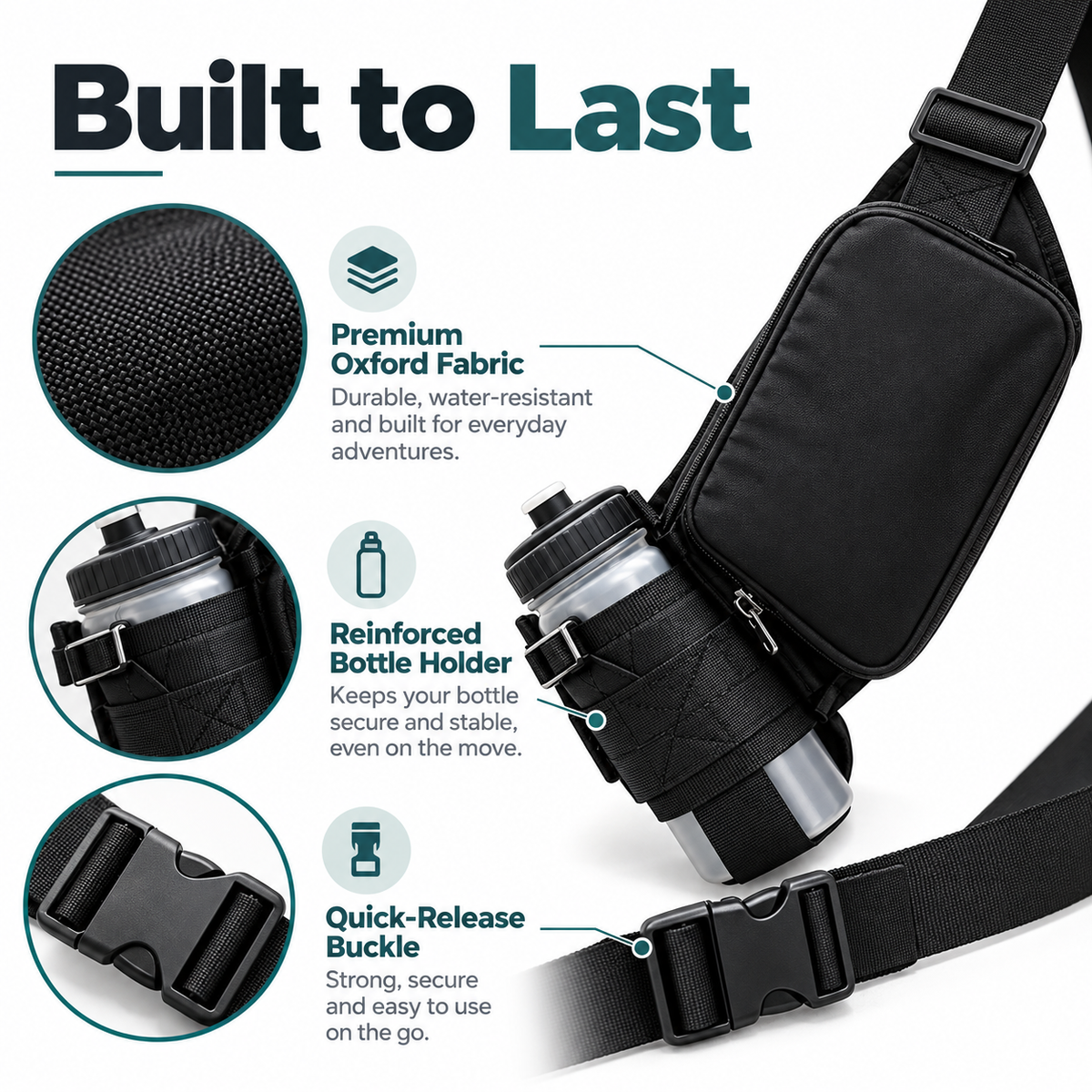 Running Bum Bag with Water Bottle Holder – Water-Resistant Waist Bag for Running, Walking & Hiking