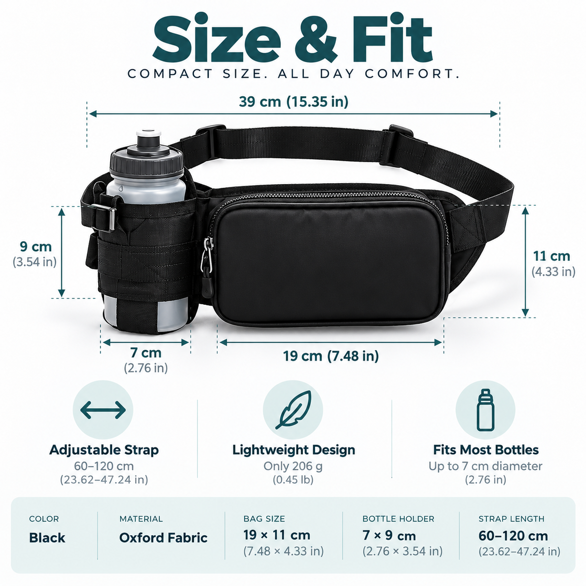 Running Bum Bag with Water Bottle Holder – Water-Resistant Waist Bag for Running, Walking & Hiking