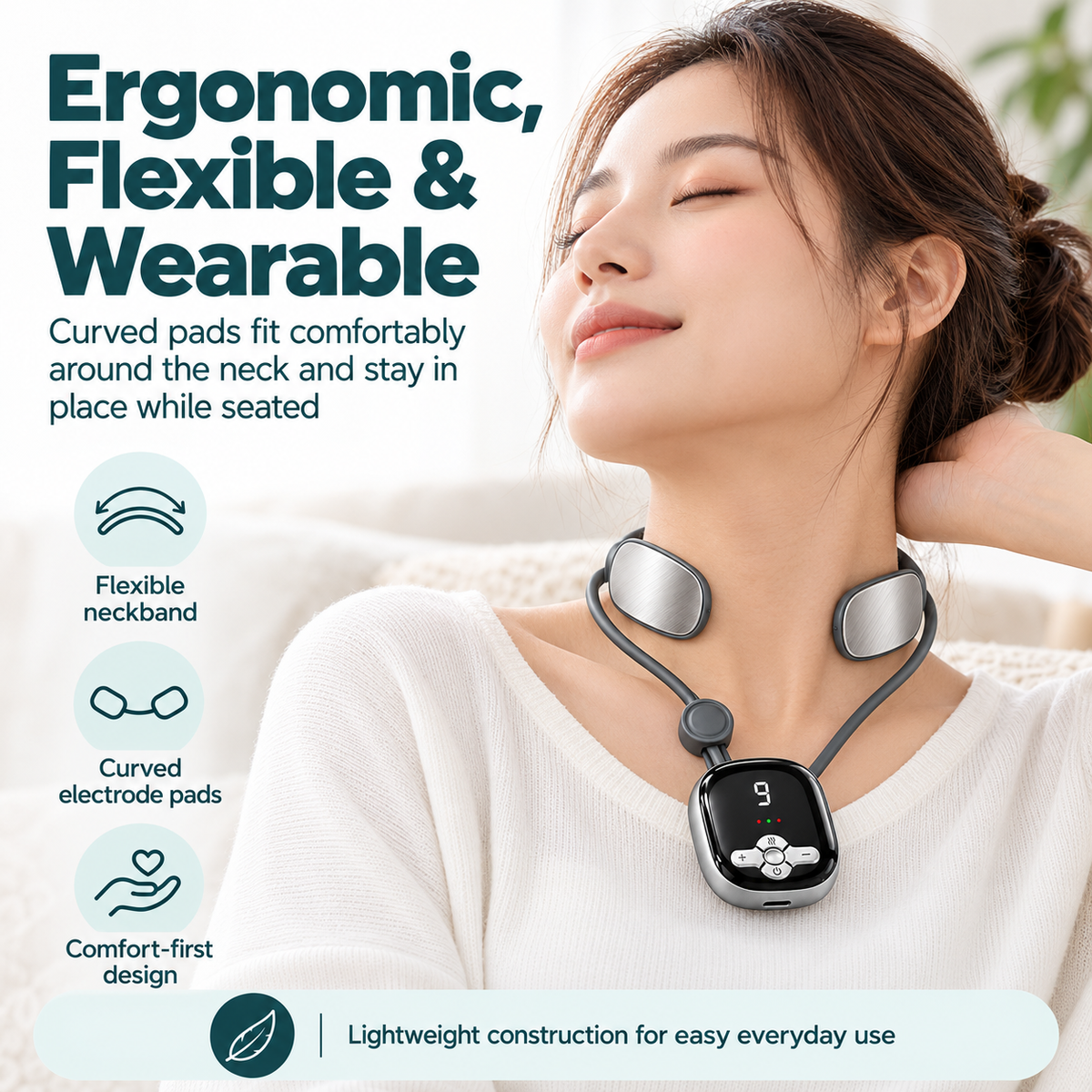 Latuna Portable EMS Neck Massager – Wearable Electric Neck Relaxer with Multiple Modes