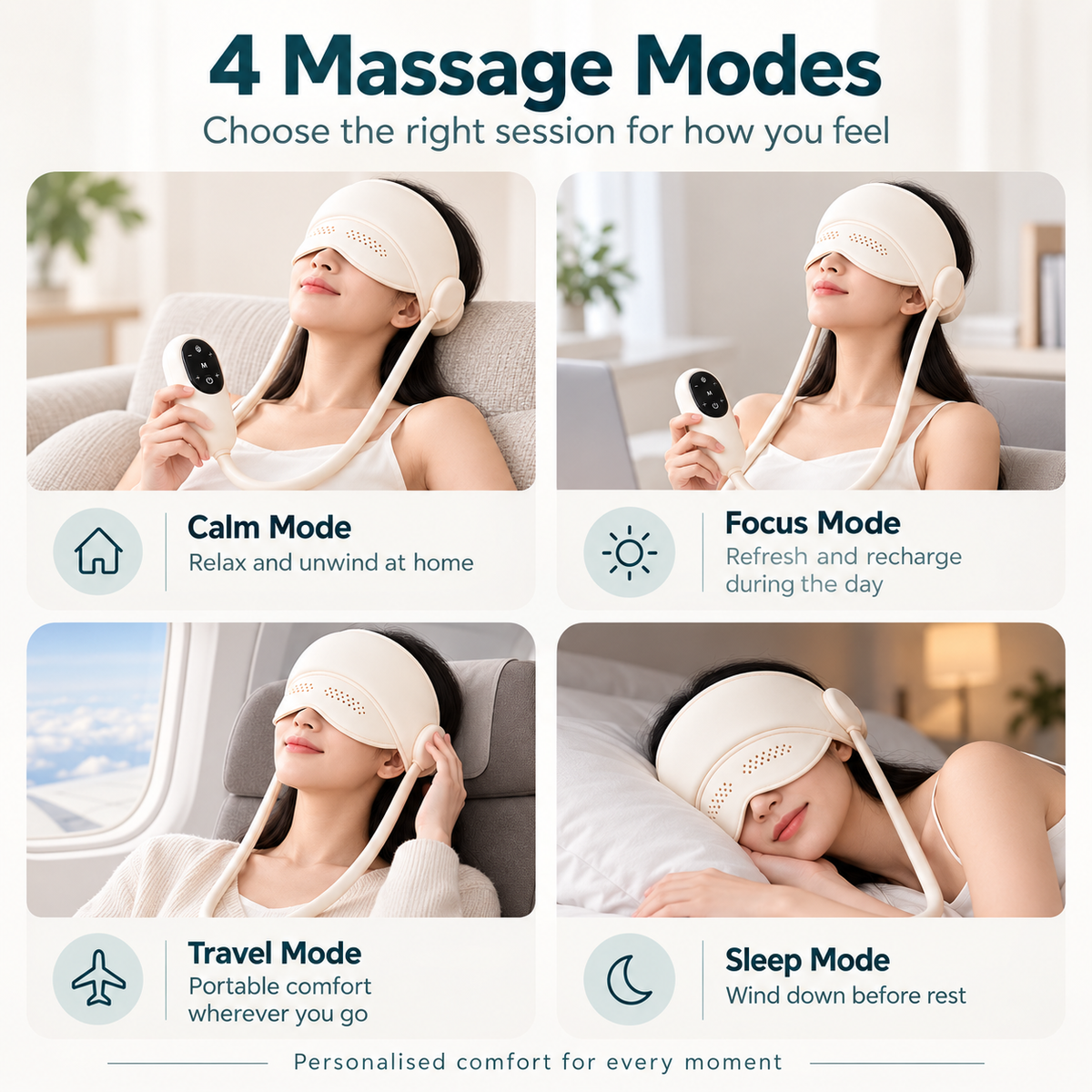 Electric Head & Eye Massager with Heat – 6-Zone Air Compression Head Massage Helmet