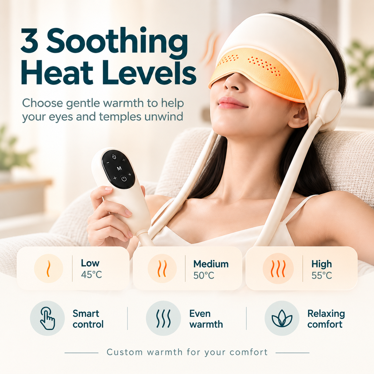 Electric Head & Eye Massager with Heat – 6-Zone Air Compression Head Massage Helmet