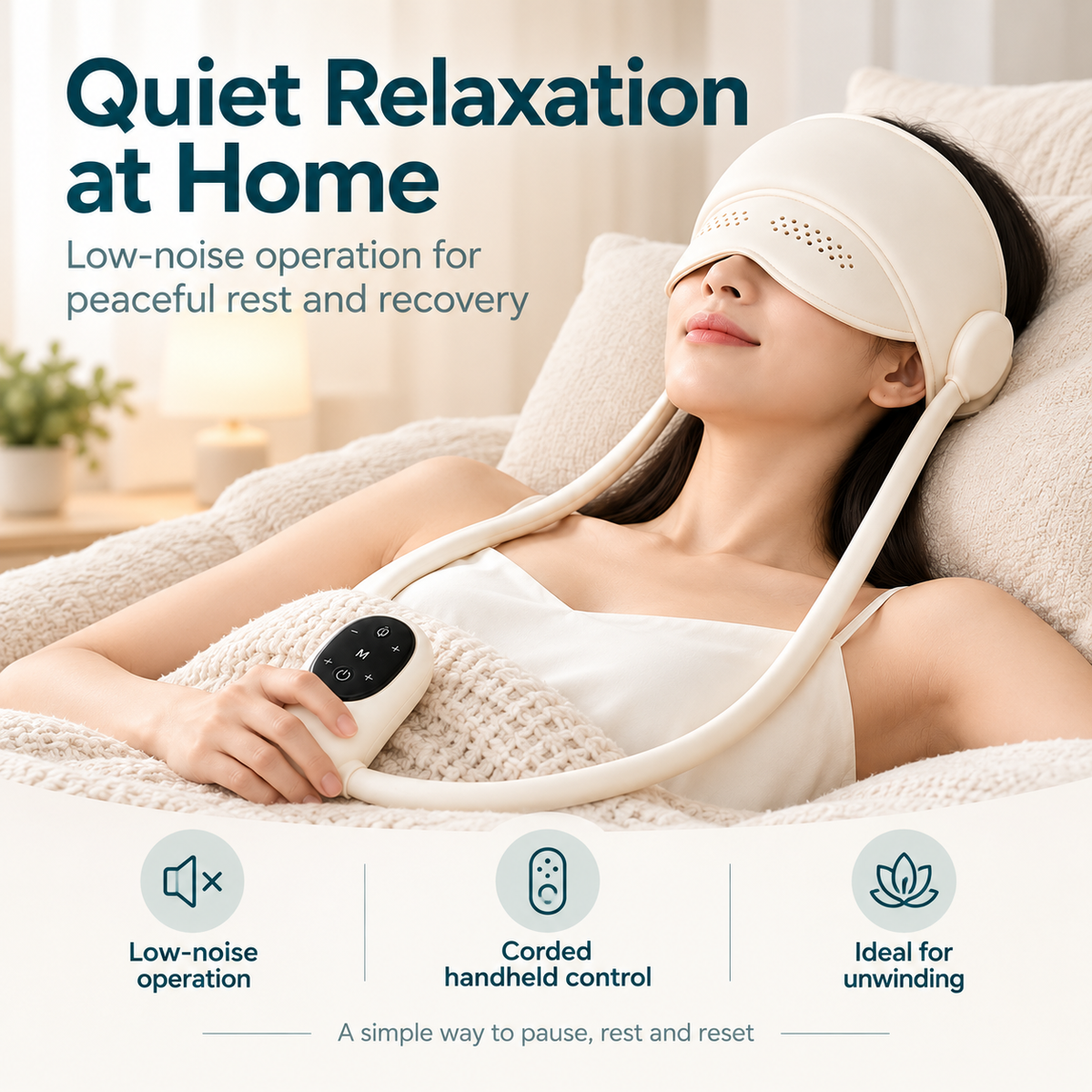 Electric Head & Eye Massager with Heat – 6-Zone Air Compression Head Massage Helmet