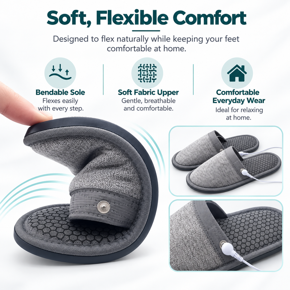 EMS Foot Massager Slippers – Electric Massage Slippers with 8 Modes & 19 Intensity Levels