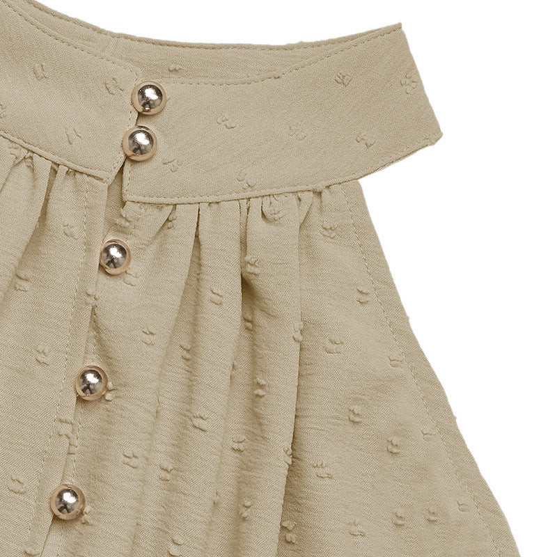 Cream Swiss Dot Halterneck Belted Ruffle Mini Summer Dress