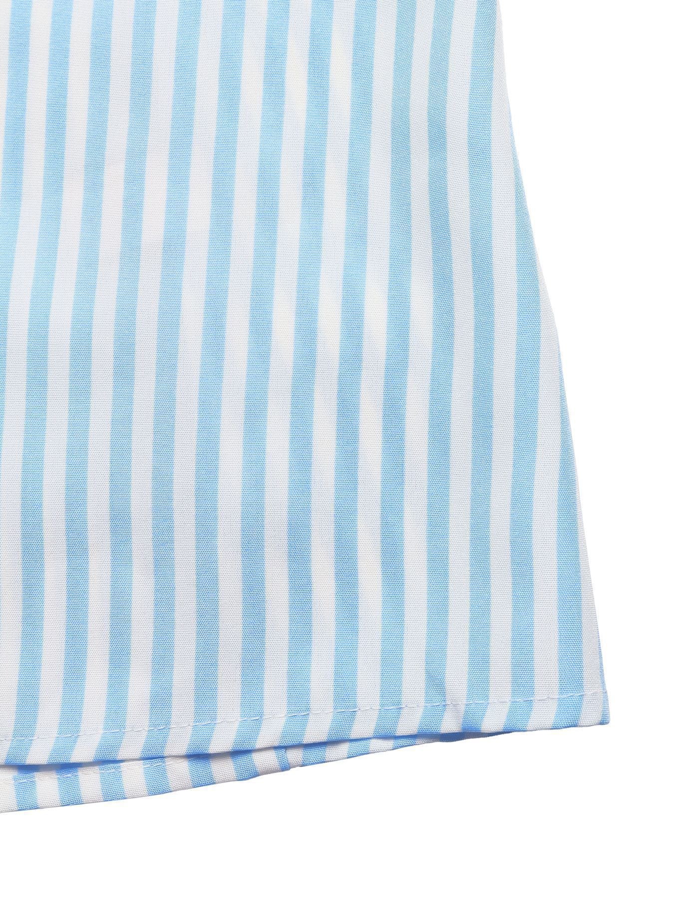 Blue Stripe Contrast Trim Halterneck Backless Maxi Dress