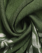 Close-up of green fabric with white patterns