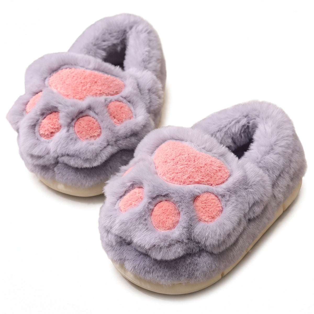 Smoky grey cat paw slippers with chunky platform sole