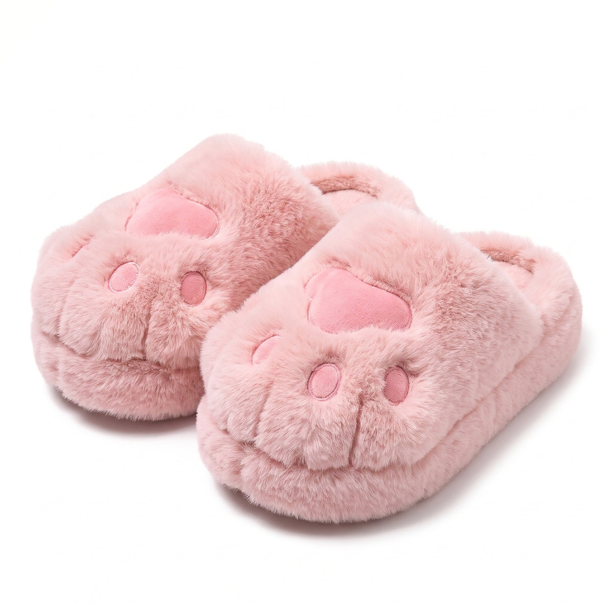 Pink cat paw slippers with chunky platform sole