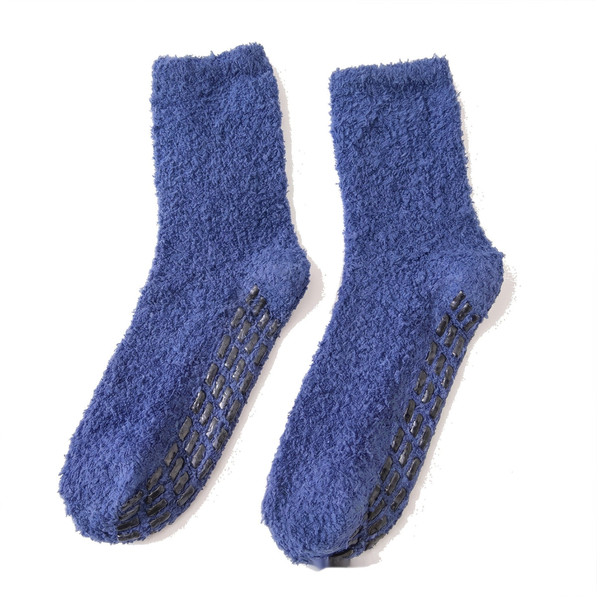 Navy men's fluffy non slip slipper socks