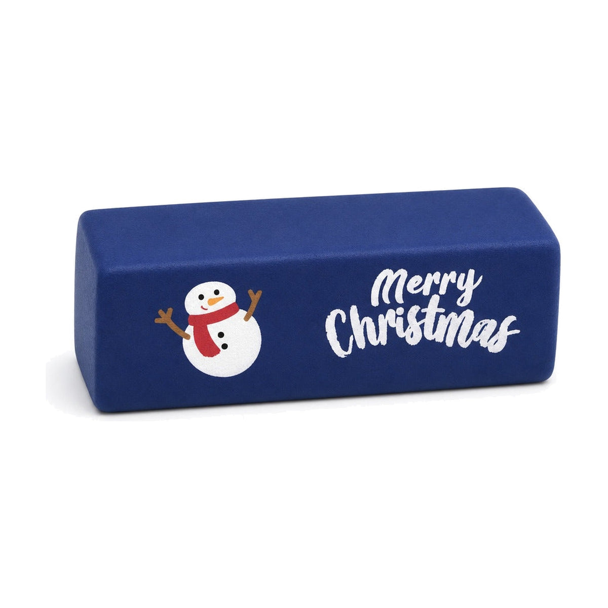 Navy squishy butter stick toy with snowman print